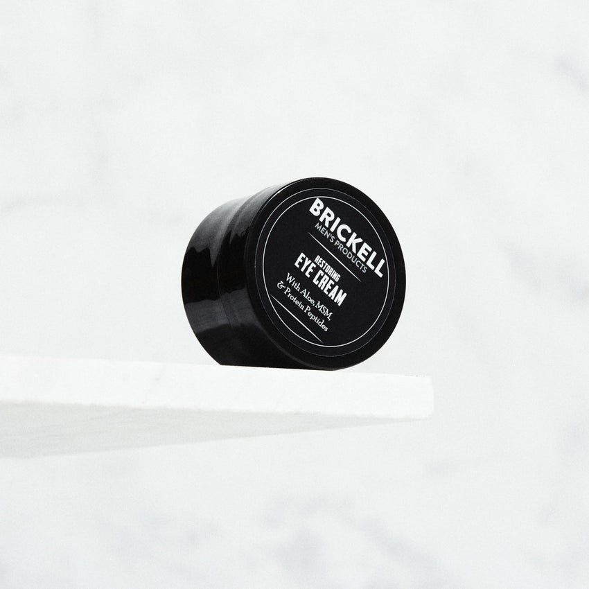 Brickell Men's Restoring Under Eye Cream for Men, Natural and Organic Anti Aging Eye Balm To Reduce Puffiness, Wrinkles, Dark Circles, Crows Feet and Under Eye Bags, 0.5 Ounce, Unscented