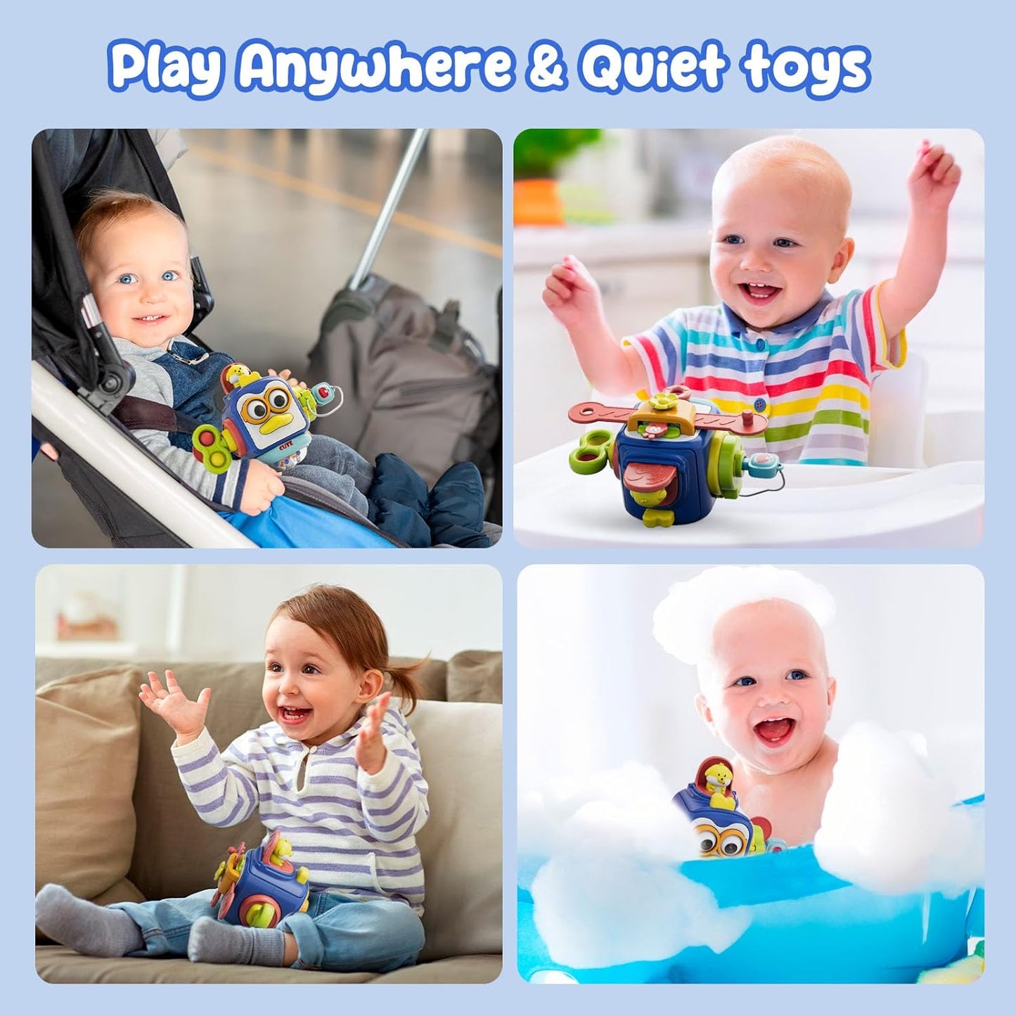 Montessori Toys for 1 Year Old,Sensory Toys for Toddlers 1-3,Baby Travel Activities Busy Board Cube,Fine Motor Skills Educational Toys,Birthday Gift for Kids Aged 6, 9, 10, 12, 18 Months