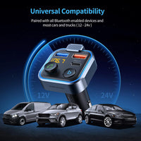 UNBREAKcable Bluetooth 5.3 FM Transmitter for Car, [PD 20W + QC 3.0] [Stronger Microphone & HiFi Bass Sound] Cigarette Lighter Radio Music Adapter Charger, Supports Hands-Free Siri Google Assistant