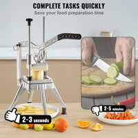 VEVOR Commercial Vegetable Chopper w/ 4 Replacement Blades, Stainless Steel French Fry Cutter Potato Dicer & Fruit Slicer for Restaurants & Home Kitchen