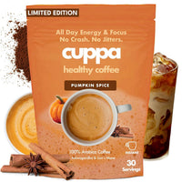 Cuppa Healthy Mushroom Insant Coffee with Lion's Mane & Ashwagandha for All Day Energy & Focus - No Crash or Jitters - Nootropics for Brain Health, Gut Health, Immunity, Stress, Memory + Mood (30 Servings, Medium Roast)