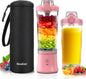 Portable Blender Personal Juicer for Shakes and Smoothies - 20 OZ Electric Protein Shaker Bottle with Insulated Sleeve, Travel Lid, USB-C Rechargeable - Mini Small Blender Cup for Kitchen, Office, Gym