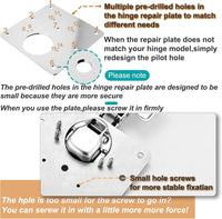 7DAY'S 6 PCS Cabinet Hinge Repair Plate, Hinges Repair Fixing Plates, Stainless Steel Cabinet Repair Board, Kitchen Cupboard Door Hinge Repair Brackets Kit, Cabinet Fixing Plate Bracket with Mounting Screw