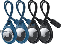 UNBREAKcable AirTag Holder for Apple - 4 Pack Air Tag Case [Fit Tightly Design] [Easy to Install] [Hold Securely] Waterproof TPU Protective Cover with Metal Keychain for Kids,Pet,Luggage,Backpack,Keys