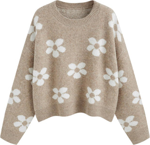 CIDER Floral Cozy Sweaters for Women Trendy Long Sleeve Cute Fall Outfits Casual Knit Pullover Sweater Fashion Clothes