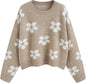 CIDER Floral Cozy Sweaters for Women Trendy Long Sleeve Cute Fall Outfits Casual Knit Pullover Sweater Fashion Clothes