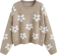 CIDER Floral Cozy Sweaters for Women Trendy Long Sleeve Cute Fall Outfits Casual Knit Pullover Sweater Fashion Clothes