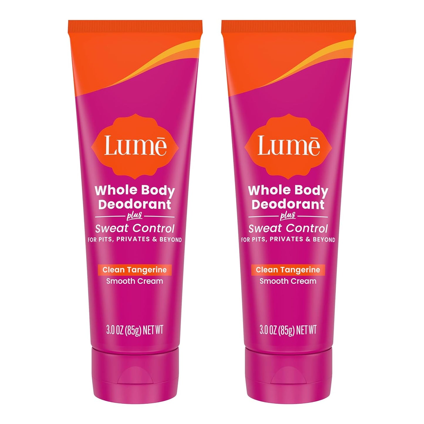 Lume Whole Body Deodorant Plus Sweat Control - Smooth Cream Tube - 72 Hour Odor And Sweat Control - Baking Soda Free, Skin Loving - 3.0 ounce (Pack of 2) (Soft Powder)