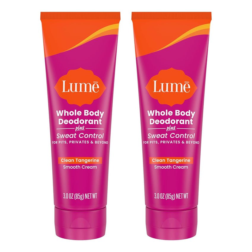 Lume Whole Body Deodorant Plus Sweat Control - Smooth Cream Tube - 72 Hour Odor And Sweat Control - Baking Soda Free, Skin Loving - 3.0 ounce (Pack of 2) (Soft Powder)