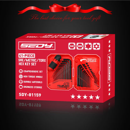 SEDY 32-Piece Hex Key Wrench Set, Metric and SAE Allen Wrenches (0.028-3/8 inch, 0.7-10 mm) L Shape Allen Keys, Chrome Vanadium Steelwith 2x Extension Handle