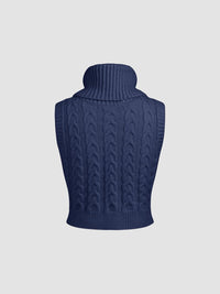CIDER Women’s Sleeveless Sweater Tops Turtle Necks Cable Knit Croped Vest Tank Top