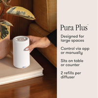Capri Blue Pura Plus Smart Home Fragrance Diffuser Kit - Includes 1 Tabletop Pura Diffuser and 2 Volcano Pura Refills - Notes of Tropical Fruits & Sugared Citrus