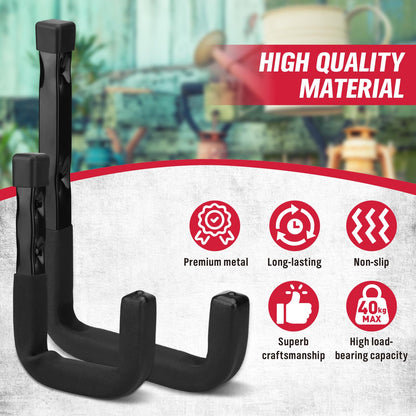 SEDY 6-Piece Heavy Duty Garage Storage Hooks, Wall Mount J Utility Hooks Holds 88 LB, Large Metal Utility, Garage Storage Ladders for Bikes, Garden Tools