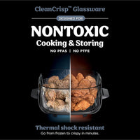 Ninja Crispi 4-in-1 Portable Glass Air Fryer Cooking System, 1500W, 4QT & 6-Cup TempWare Glass Containers with Storage Lids, Microwave, Freezer & Dishwasher Safe, Cyberspace Gray, FN101GY