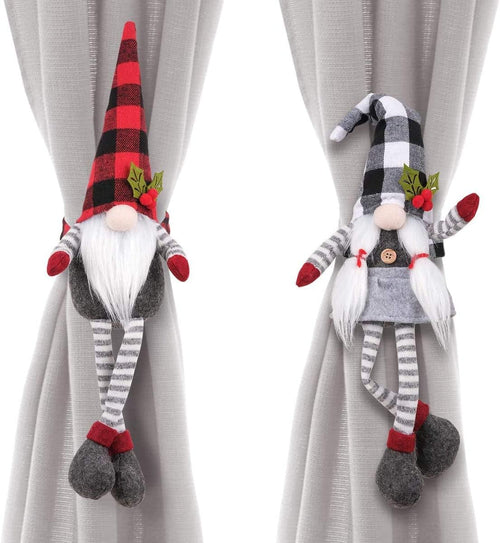 D-FantiX Christmas Curtain Tieback Buckle Set of 2, Mr and Mrs Gnome Curtain Tiebacks Holder Fastener Buckle Window Christmas Ornaments Decorations Home Décor 2025