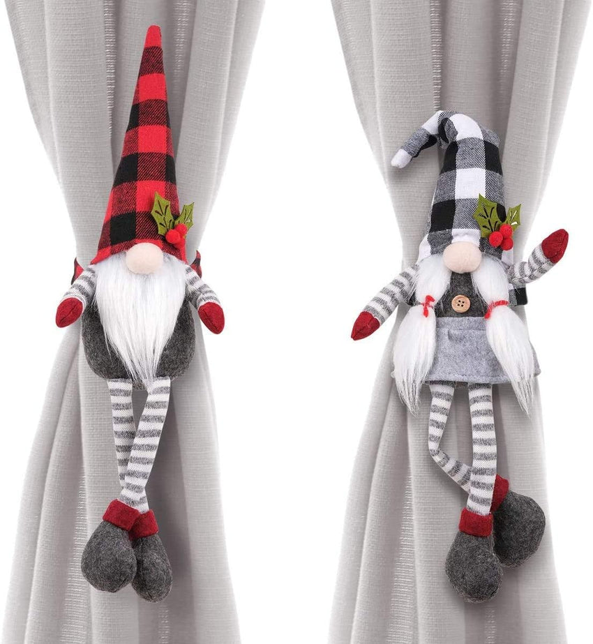 D-FantiX Christmas Curtain Tieback Buckle Set of 2, Mr and Mrs Gnome Curtain Tiebacks Holder Fastener Buckle Window Christmas Ornaments Decorations Home Décor 2025