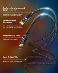Snowkids 8K Long HDMI Cable 30 ft, Non-Slip Nylon Braided, 48Gbps Ultra High-Speed HDMI Cables Cord, 10K 8K@60Hz, 4K@120Hz Compatible for TV/PS-5/X-box/Projector/Sound System & More