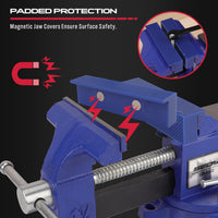 Heavy Duty Bench Vise 4.5 Inch: Table Clamp Woodworking Vice Press Drill Tools Workbench Wood Metal Pipe Work Shop Block Swivel Slide Cross Welding Machine Kit Milling Grip Precision Magnetic Jaw Pad