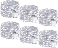 4 Pack 60 LED Fairy Lights Battery Operated with Timer, 20FT Waterproof Twinkle Lights Indoor Outdoor, Cuttable String Lights for Bedroom, Wedding, DIY, Centerpiece, Christmas Decorations (Warm White)
