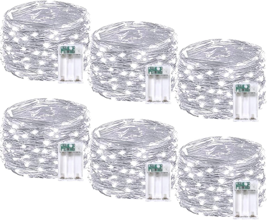 4 Pack 60 LED Fairy Lights Battery Operated with Timer, 20FT Waterproof Twinkle Lights Indoor Outdoor, Cuttable String Lights for Bedroom, Wedding, DIY, Centerpiece, Christmas Decorations (Warm White)