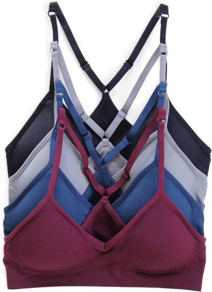 Kalon Women’s 4 Pack Racerback Sports Bralette Seamless Wireless Comfort Bra