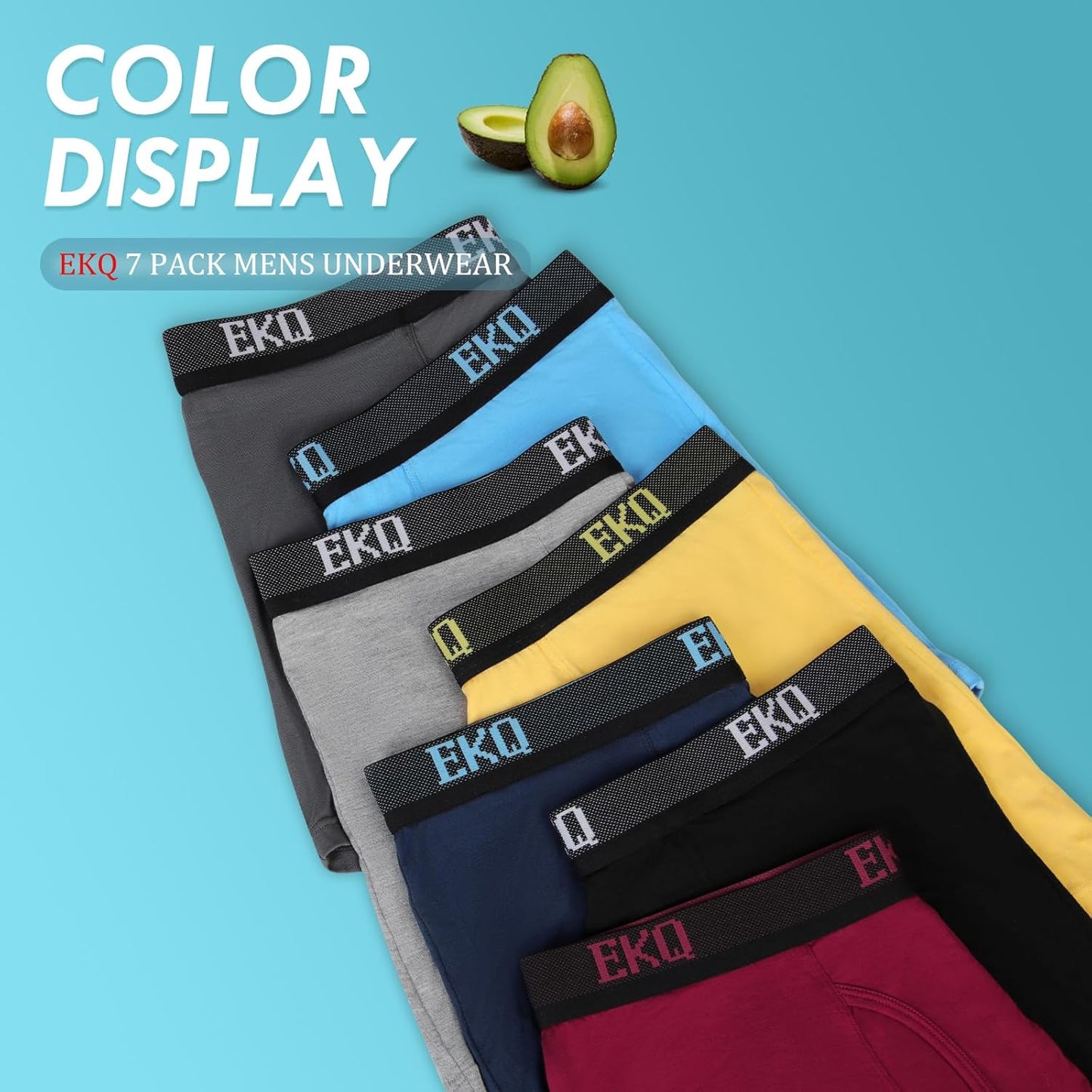 Mens Underwear Breathable Boxer Briefs 7 Pack Bamboo Rayon Boxers for Men Soft Stretchy Men's Underwear with Fly