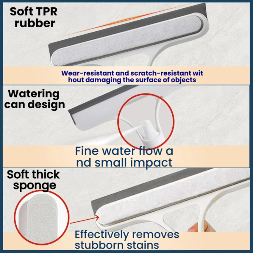 3 in 1 Window Cleaning Scraper Glass， 2025 New Squeegee for Shower Glass, Spray Away Cleaner Shower Squeegee for Glass Doors Brush - All-Purpose Squeegee for Window Cleaner Tool (Grey)