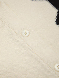 CIDER Cardigan Sweater for Women Knitted Long Sleeve Collared Cat Cute Pattern Button Down Crop Tops