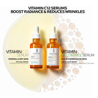 La Roche-Posay Pure 12% Vitamin C Serum For Face With Hyaluronic Acid & Salicylic Acid, Hydrating Face Serum, Boost Radiance & Reduce Wrinkles, 2 Formulas for Normal or Oily Skin Control