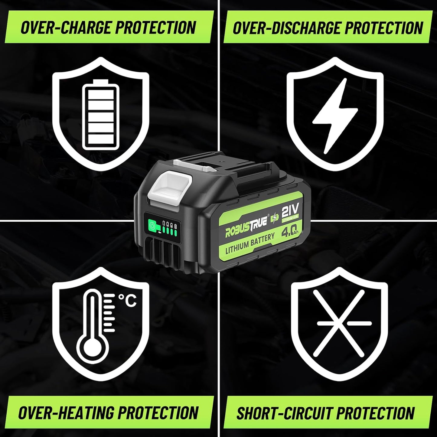 High Capacity 4.0Ah Battery for Impact Wrench, Long-Lasting Performance, Perfect Compatibility, Easy to Use, Universal for DIY and Professional Works