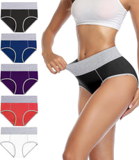 wirarpa Women's Cotton Underwear High Waist Stretch Briefs Soft Underpants Ladies Full Coverage Panties 5 Pack