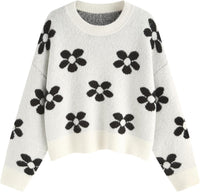 CIDER Floral Cozy Sweaters for Women Trendy Long Sleeve Cute Fall Outfits Casual Knit Pullover Sweater Fashion Clothes