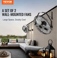 VEVOR 18 inch Wall Mount Fan Waterproof 2 Packs, 3 speed High Velocity 4000 CFM Industrial Wall Fan for Indoor, Commercial, Residential, Warehouse, Greenhouse, Workshop, Basement, Garage,Black