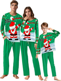 IFFEI Matching Family Pajamas Sets Christmas PJ's Letter Print Top and Plaid Bottom Sleepwear Jammies with Pockets