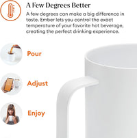 Ember Temperature Control Smart Mug 2, 14 Oz, App-Controlled Heated Coffee Mug with 80 Min Battery Life and Improved Design, White