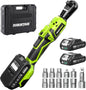 1/2" Electric Ratchet Wrench: 66Ft-lbs/400 RPM Variable Speed Cordless Power Ratchet Kit with 2x2000mAh Li-Ion Batteries, 8 Sockets, 1/4" and 1/2" Adapters, 3" Extension Bar for Auto Repair