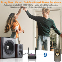 [Upgraded] 1Mii B06Pro Long Range Bluetooth Receiver, HiFi Wireless Audio Adapter, Bluetooth 5.1 Receiver with 3D Surround aptX HD Low Latency Optical RCA AUX 3.5mm Coaxial for Home Stereo System
