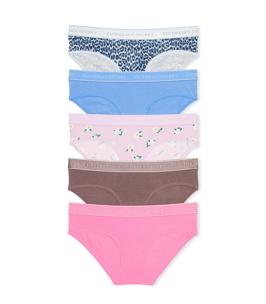 Victoria's Secret Women's Cotton Logo Hipster Underwear, Moderate Coverage Panties for Women, Multi Pack (XS-XXL)