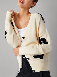 CIDER Womens Cardigan V Neck Floral Cardigan for Women Knit Button Down 2024 Fall