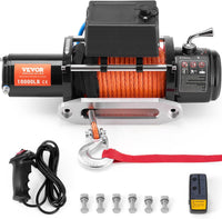 VEVOR 13,500 lb Electric, Truck Winch 12V DC 3/8 in x 80 ft Synthetic Rope Aluminum Fairlead Wireless & Wired Remote Control, 13500 lbs, IP55 Waterproof Towing for Off Road Jeep SUV Boat