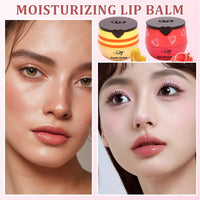 6 PCS Bee Lip Balm Honey Pot, Honey Strawberry Watermelon Apple Vanilla Peach Bee Lip Balm Sleeping Lip Mask Overnight with Sticks, Honey Pot Lip Balm Exfoliating Prevention Dry and Crack Lip Scrubs