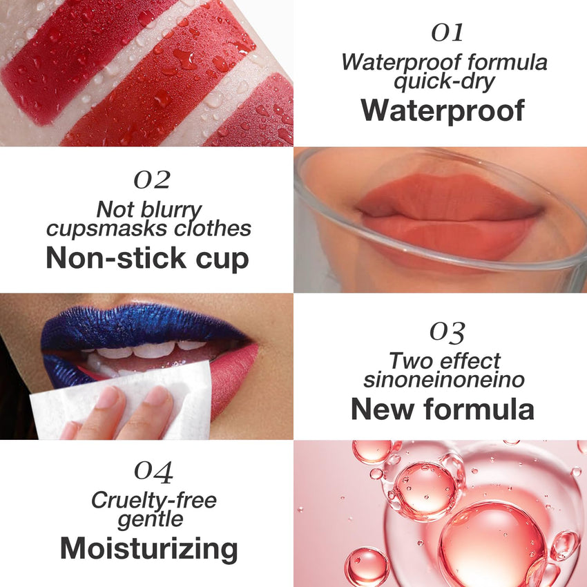 Jolilab Quick Lip Stain Peel Off,Wipe Off,Waterproof,Transfer proof,Highly Pigmented,Ultra Long Lasting Peel Off Lip Makeup With Matte finish for All-day Wear.（Set B）