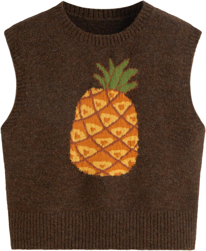 CIDER Women’s Sweater Vest Knit Sleeveless Pear Cute Graphic Sweater Vest Tank Top Fall Outfits