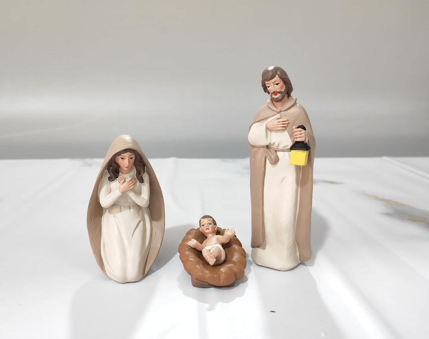 Nativity Sets for Christmas 10 Pieces - Hand Painted Nativity Scene Indoor, 4.8" Classic Figurines Holy Family Jesus Manger Crib Ornament, Xmas Decorations