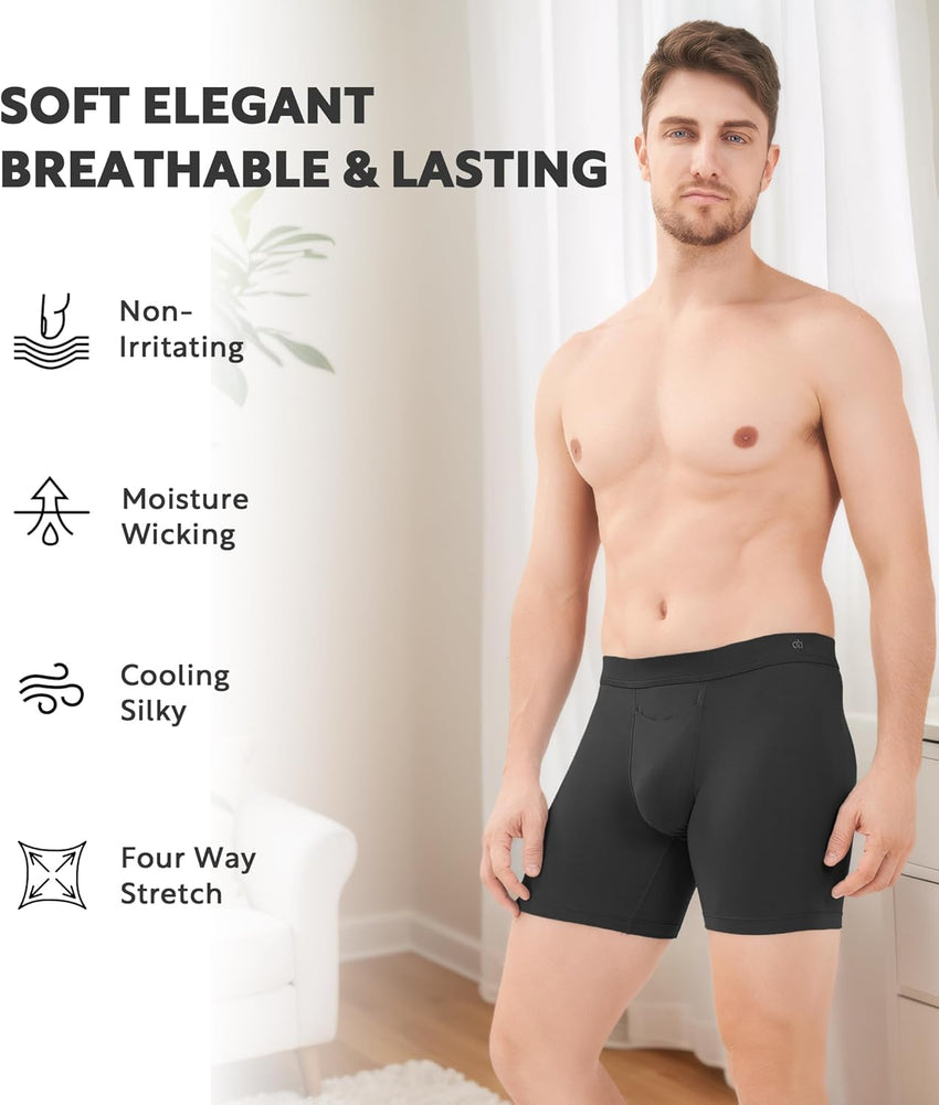 DAVID ARCHY Men's Breathable Underwear Soft Comfortable Moisture-Wicking with Fly Underwear Boxer Briefs for Men 3 Pack