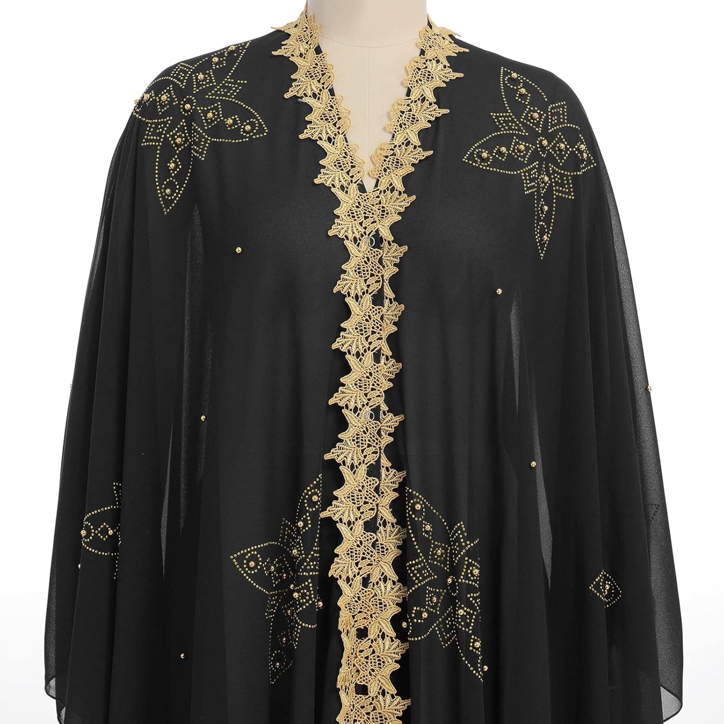 IKADEX Women Muslim Cardigan Hijab Dress Batwing Hot Drilling Chiffon Kimono Islam Kaftan Robe African Dresses
