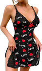 Sexy Night Gowns for Women Babydoll Lingerie Dress Lace Trim Sleep Dress Chemise Nightgowns Side Split Nighty