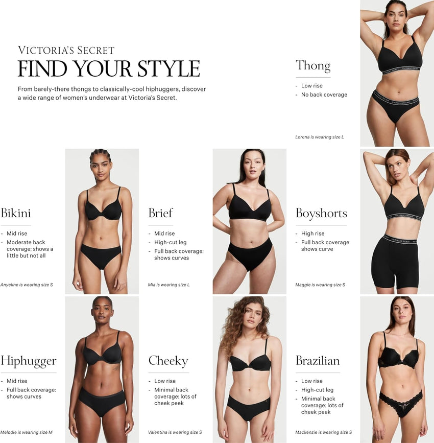 Victoria's Secret Women's Cotton Bikini Underwear, Moderate Coverage Panties for Women, Multi Pack (XS-XXL)