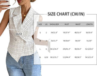 Mina Self 2025 Womens Summer Tweed Plaid Vest Tops Sleeveless Lightweight Crop Double Breasted Work Jacket