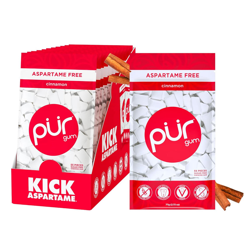 PUR Gum | Aspartame Free Chewing Gum | 100% Xylitol | Natural Spearmint Flavored Gum, 55 Pieces (Pack of 3)